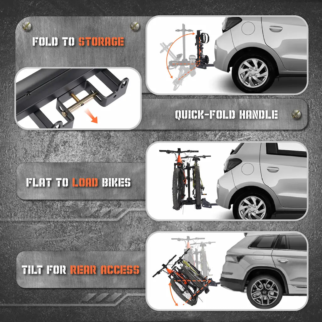 S2 Hitch Bike Rack foldable and tiltable