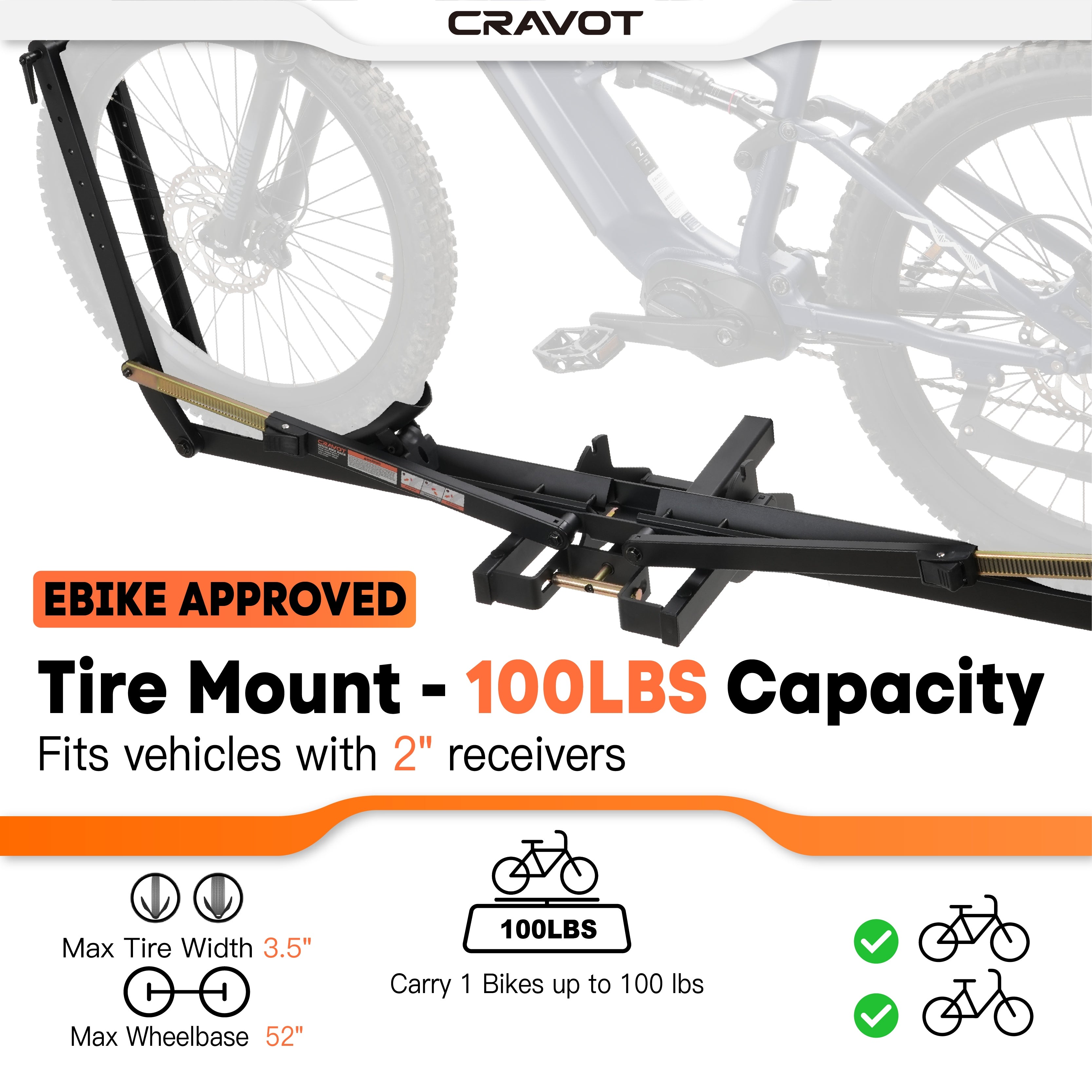 CRAVOT MagRack X1 Foldable Single-Bike Hitch Bike Rack