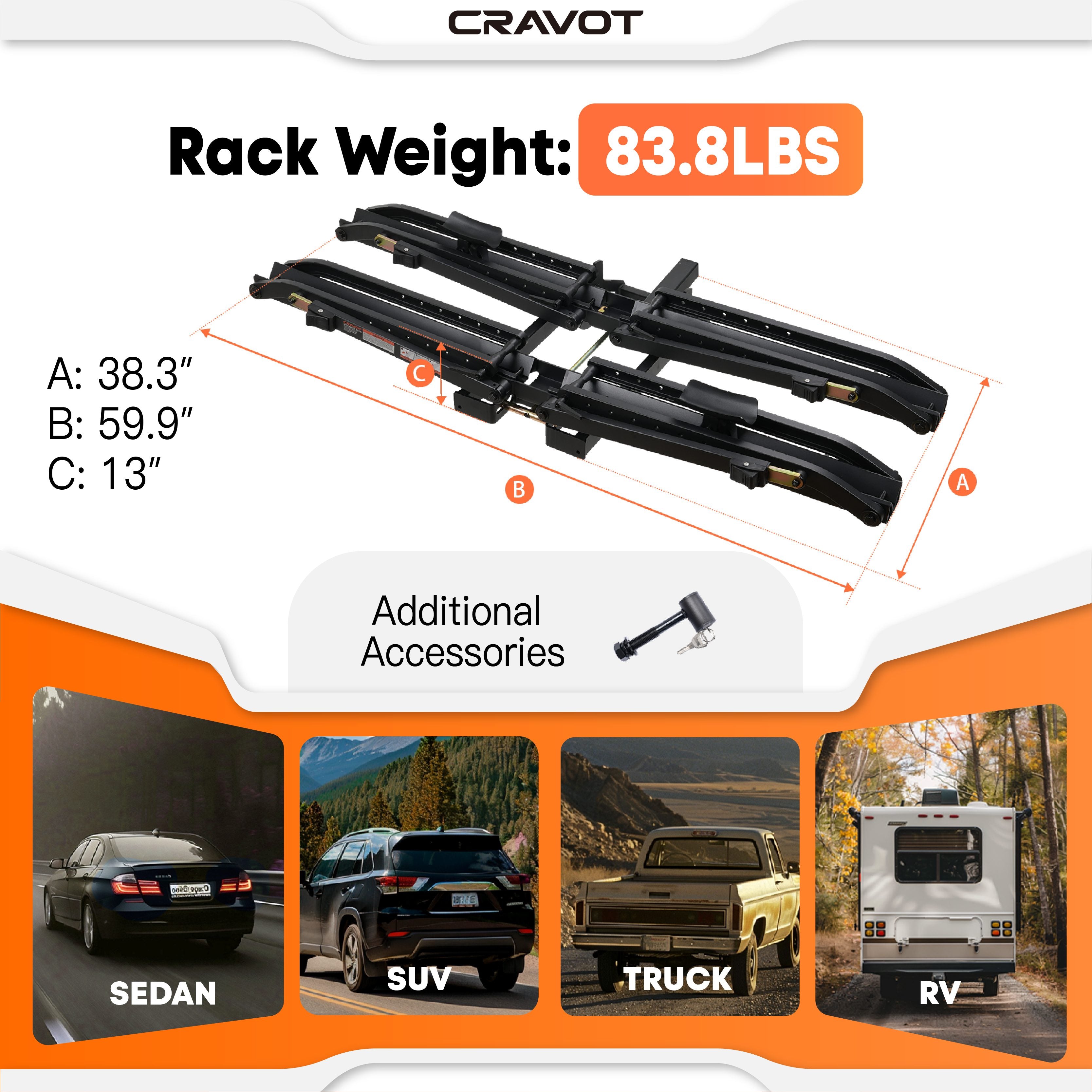 CRAVOT MagRack X2 Foldable 2-Bike Hitch Bike Rack