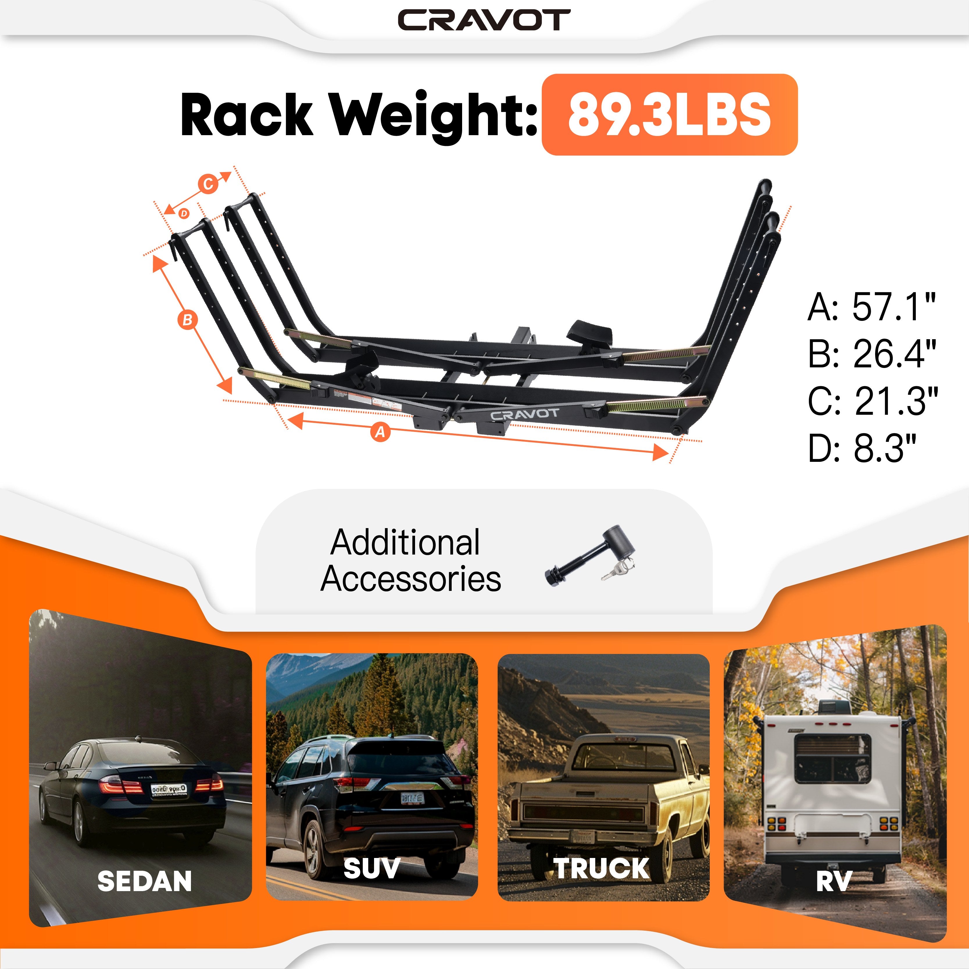 CRAVOT MagRack X2 MAX Foldable Hitch Bike Rack