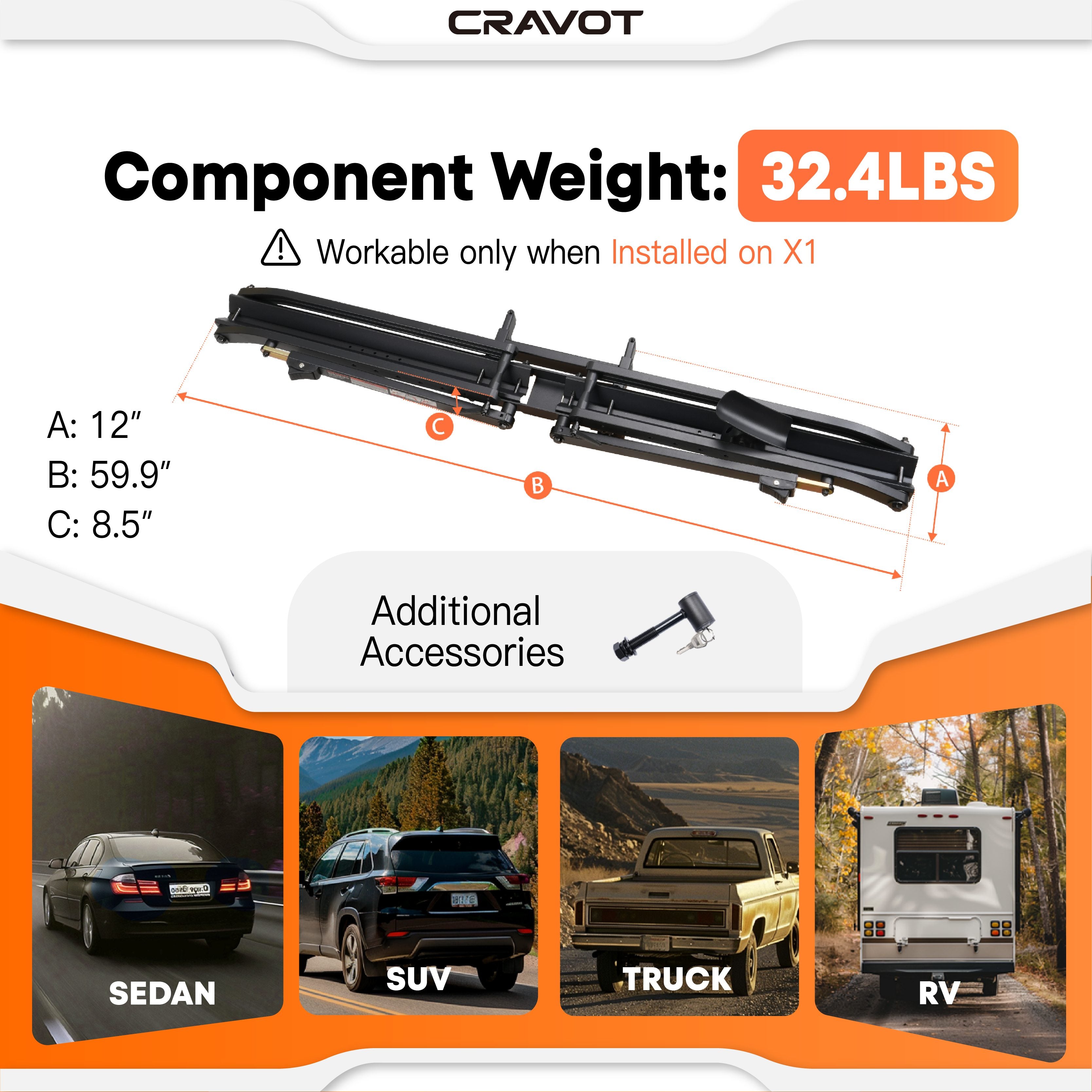 MagRack XA Extension | Fits MagRack X1 Hitch Bike Rack