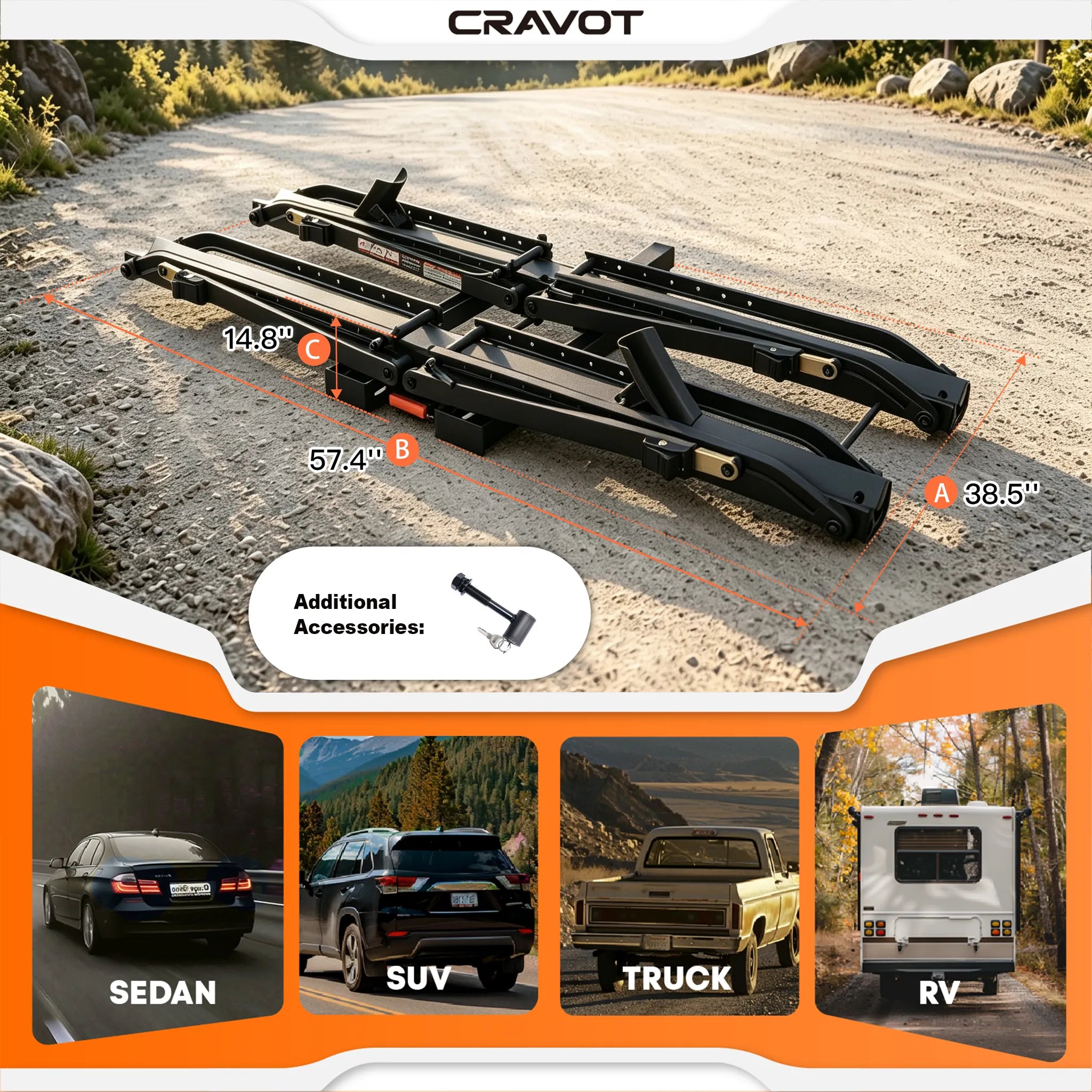 CRAVOT MagRack X2 Foldable 2-Bike Hitch Bike Rack