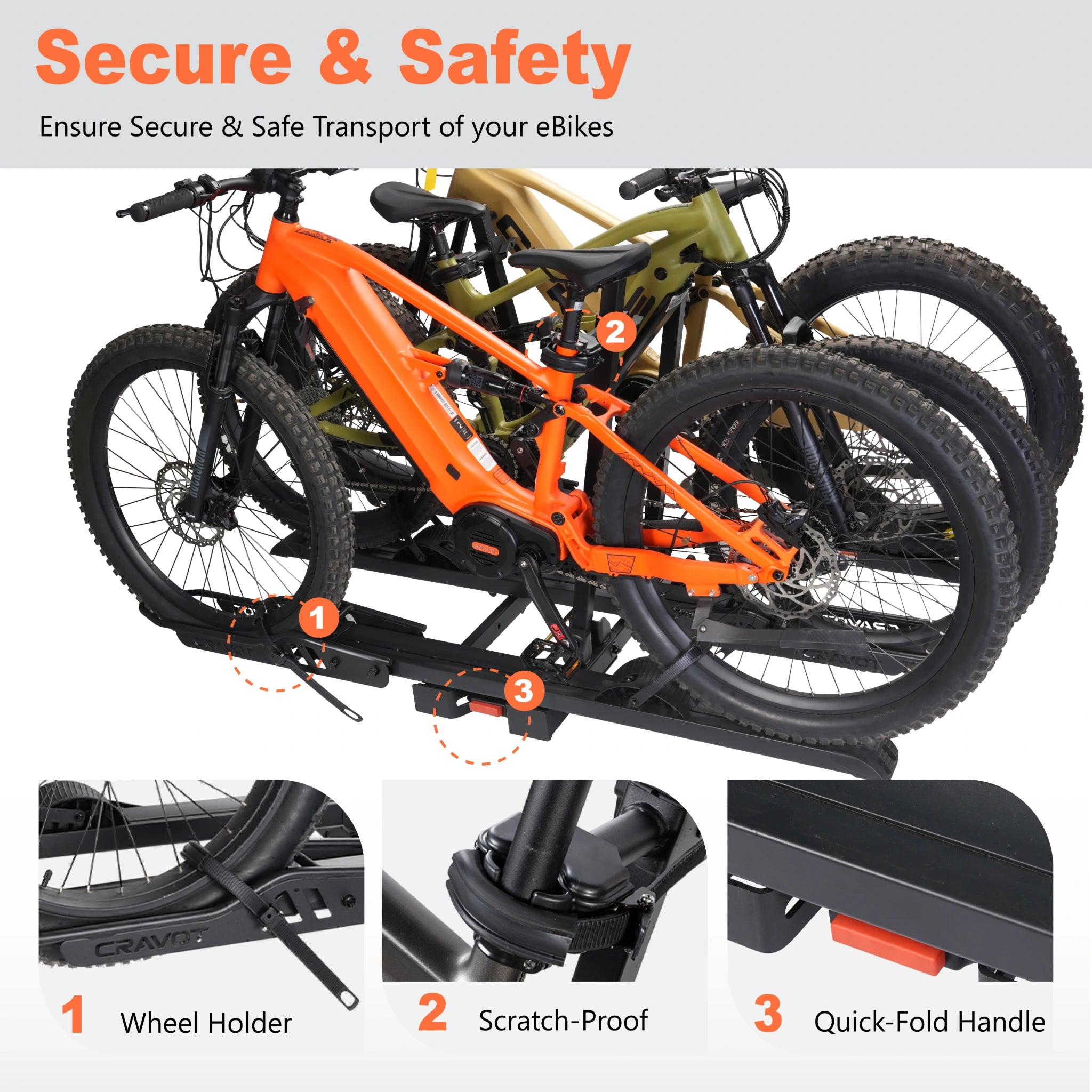 CyberRack S3 3-Bike Hitch Rack for E-Bikes