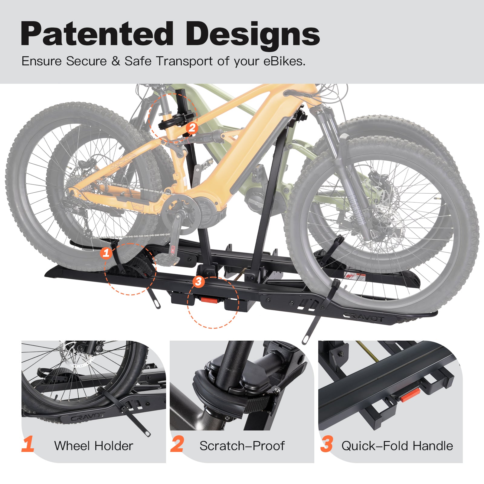 CRAVOT CyberRack S2 Hitch Bike Rack, 2’’ Receiver, 300 LBS Capacity