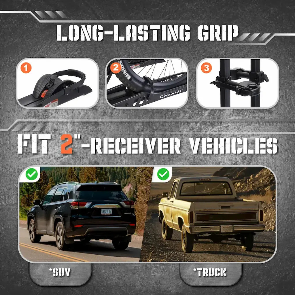 S3 Hitch Bike Rack secure grip and fit 2" receivers