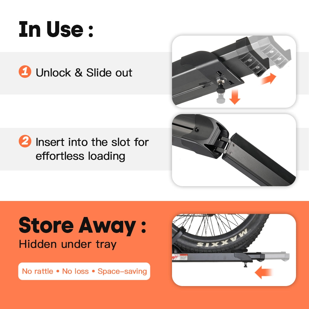 CRAVOT CyberRack E2 PLUS Built-in Ramp Hitch Bike Rack, 2’’ Receiver, 200 LBS Capacity