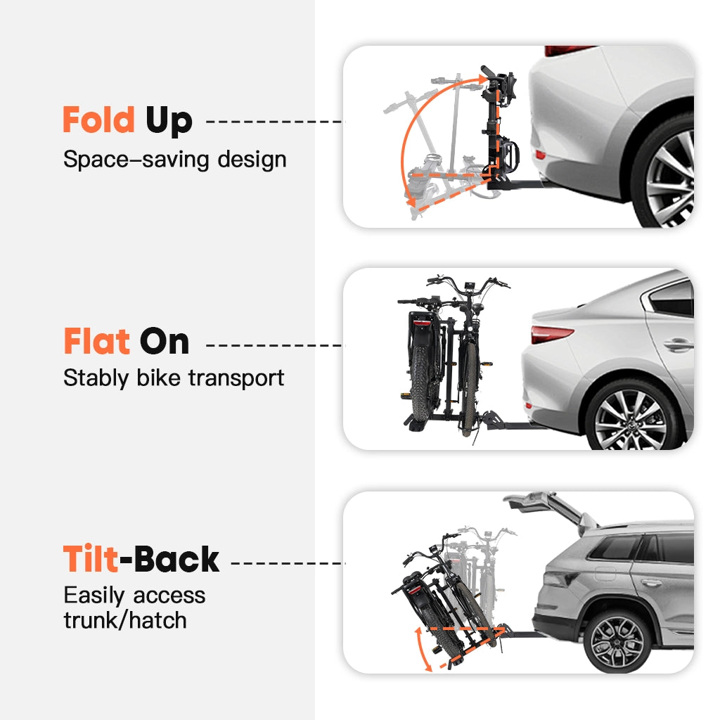 CRAVOT CyberRack E2 PLUS Built-in Ramp Hitch Bike Rack, 2’’ Receiver, 200 LBS Capacity