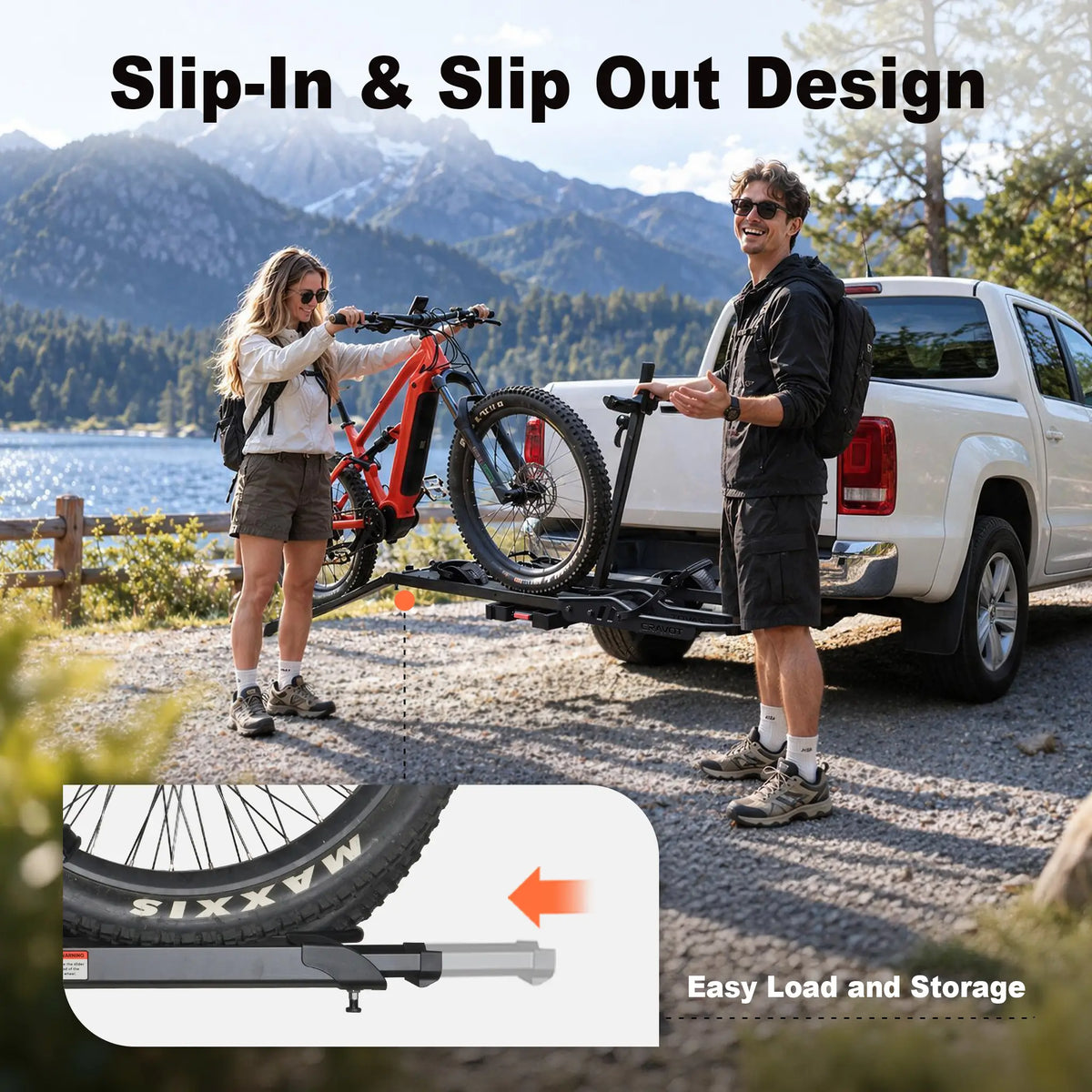 CRAVOT CyberRack S2 Evo Hitch Bike Rack Built-in Ramp, 2’’ Receiver, 300 LBS Capacity