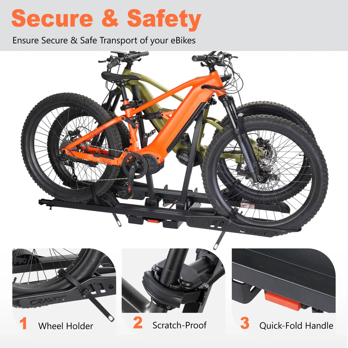 CRAVOT CyberRack S2 Evo Hitch Bike Rack Built-in Ramp, 2’’ Receiver, 300 LBS Capacity