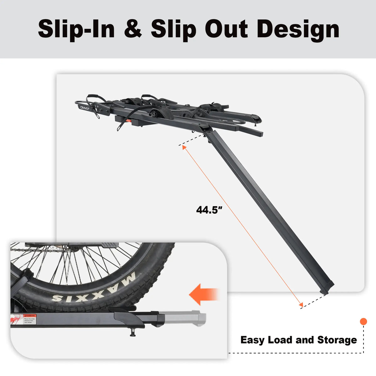 CRAVOT CyberRack S3 Evo Hitch Bike Rack Built-In Ramp, 2’’ Receiver, 300 LBS Capacity