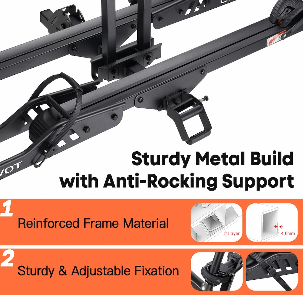 E2 Plus Hitch Bike Rack with reinforced material