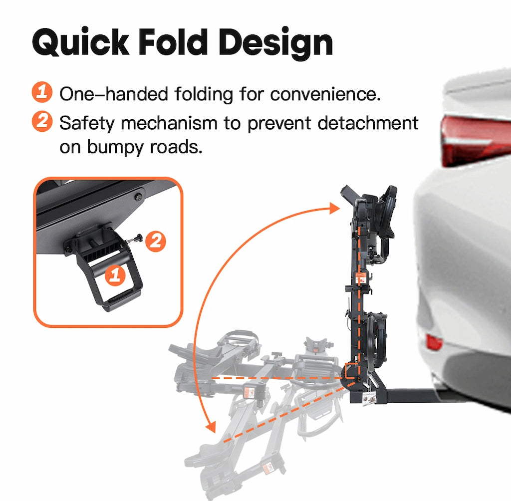 E2 Plus Hitch Bike Rack with quick fold handle