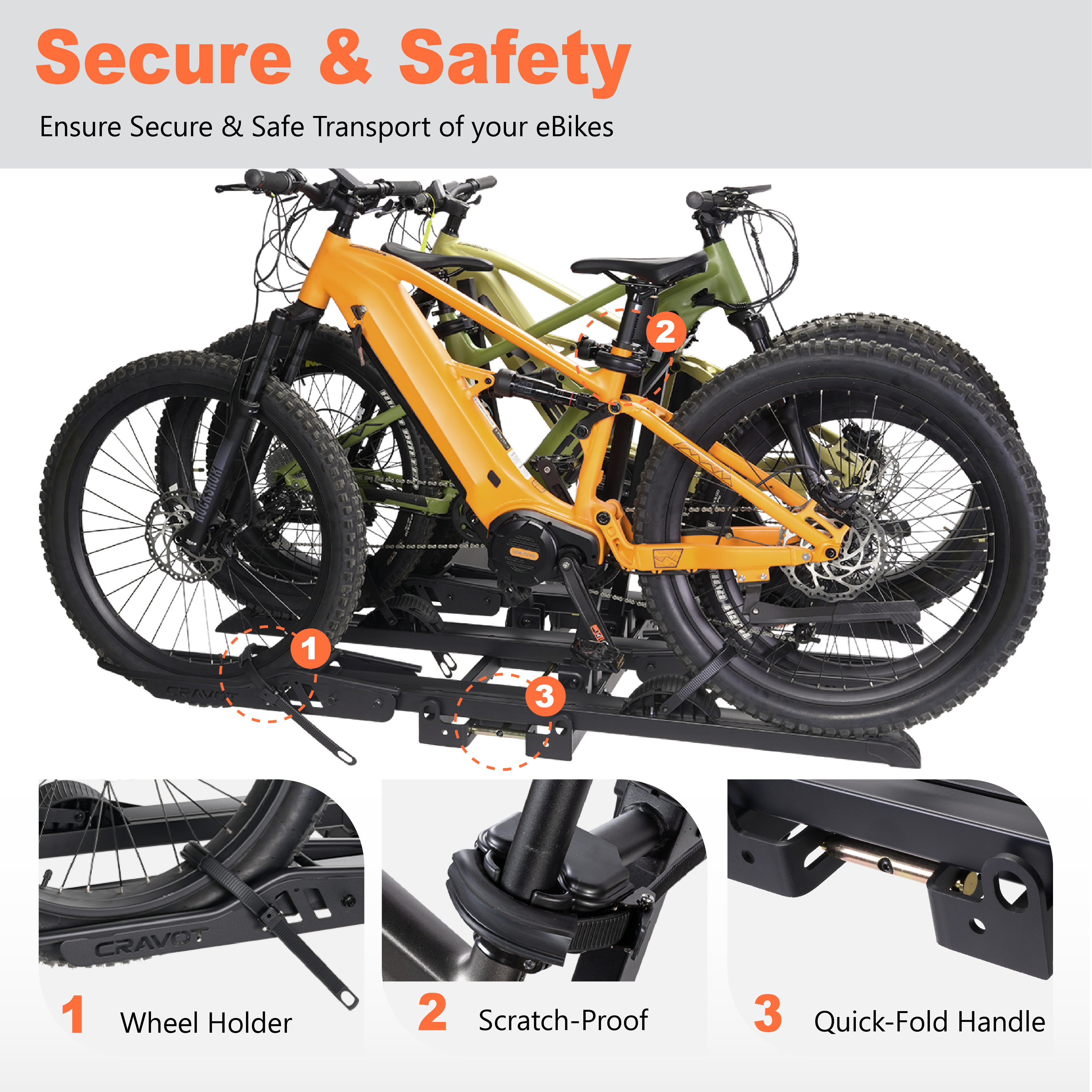 CRAVOT CyberRack S3 Hitch Bike Rack, 2 Receiver, 300 LBS Capacity CRAVOT CyberRack S3 Hitch Bike Rack, 2 Receiver, 300 LBS Capacity