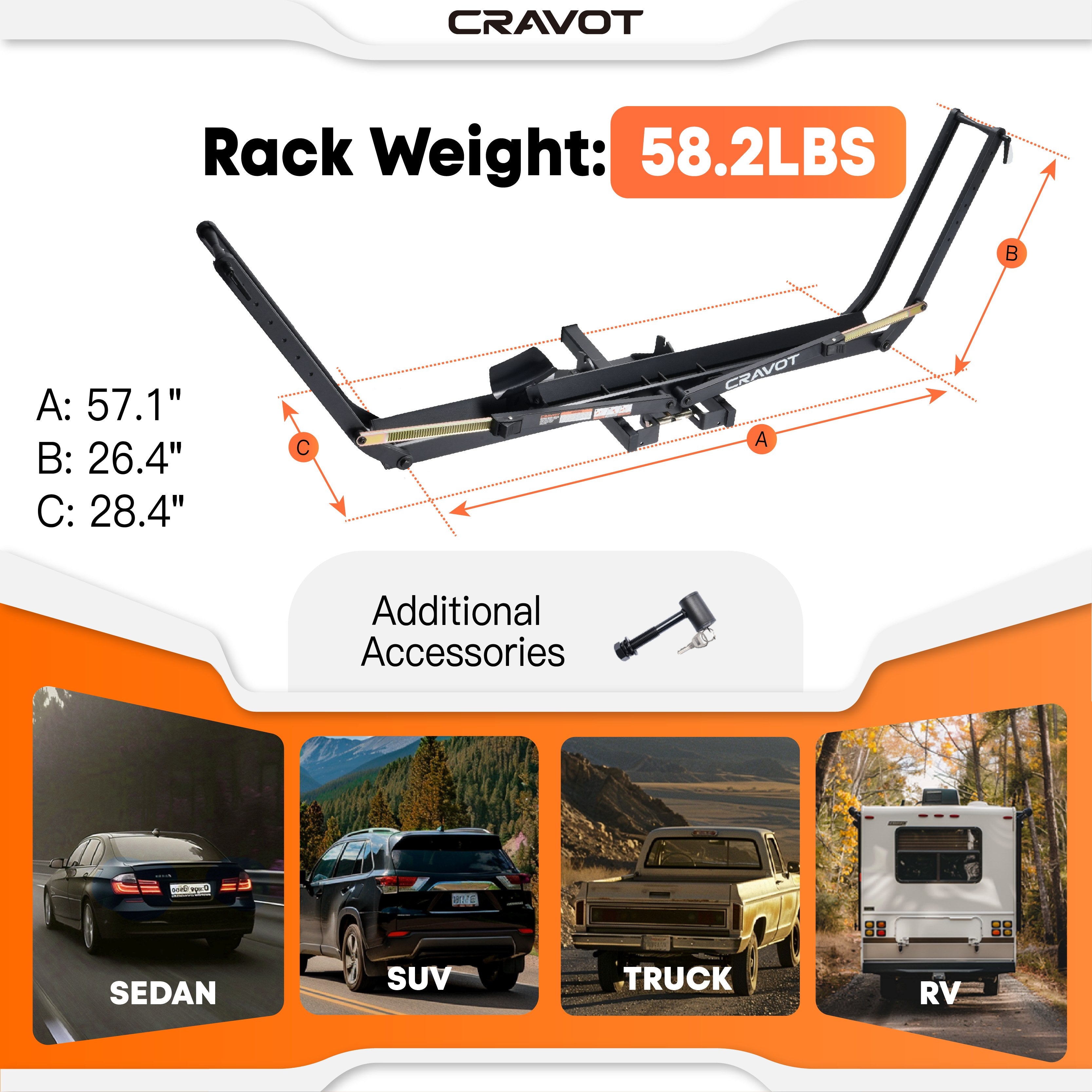 CRAVOT MagRack X1 MAX Foldable Hitch Bike Rack