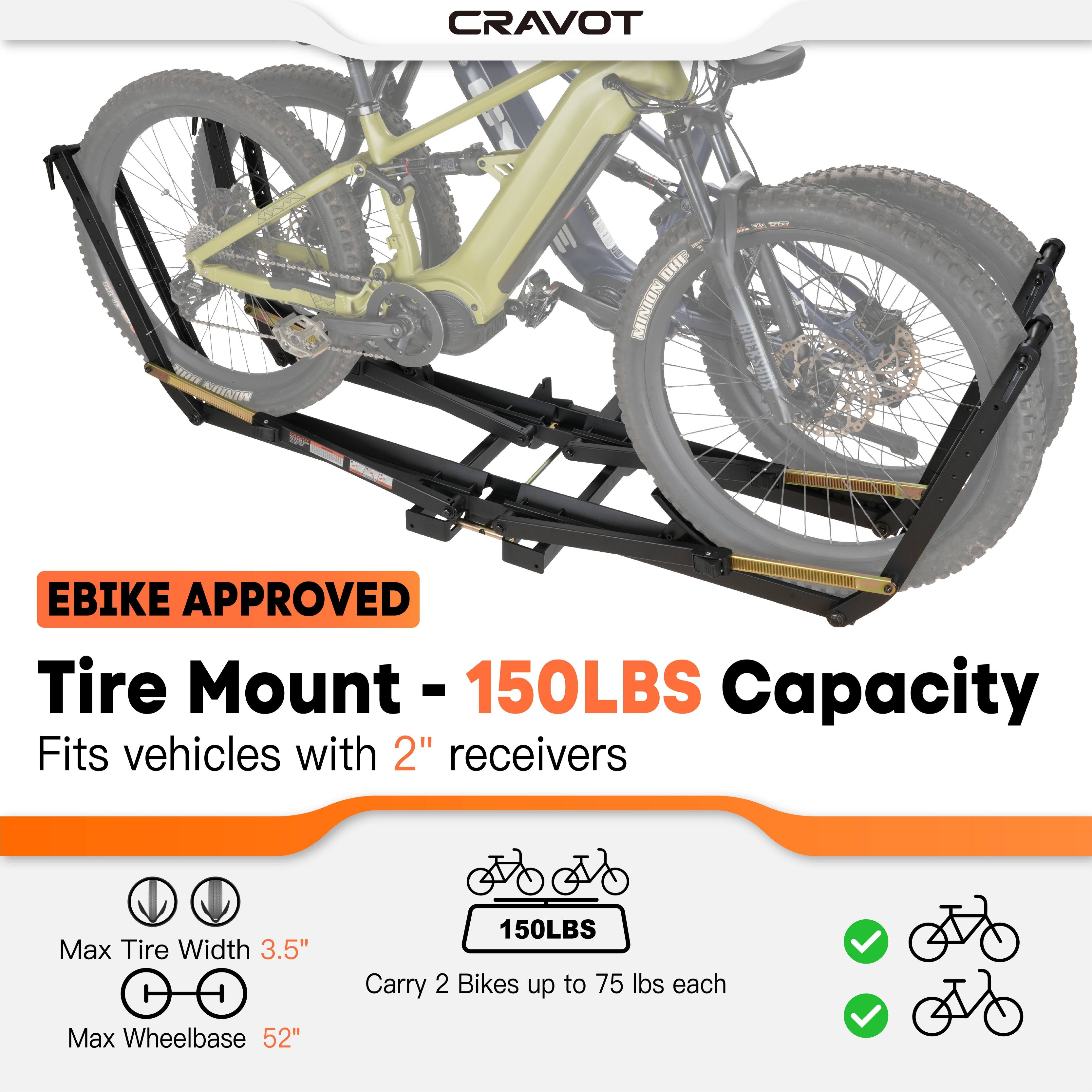 CRAVOT MagRack X2 Foldable 2-Bike Hitch Bike Rack