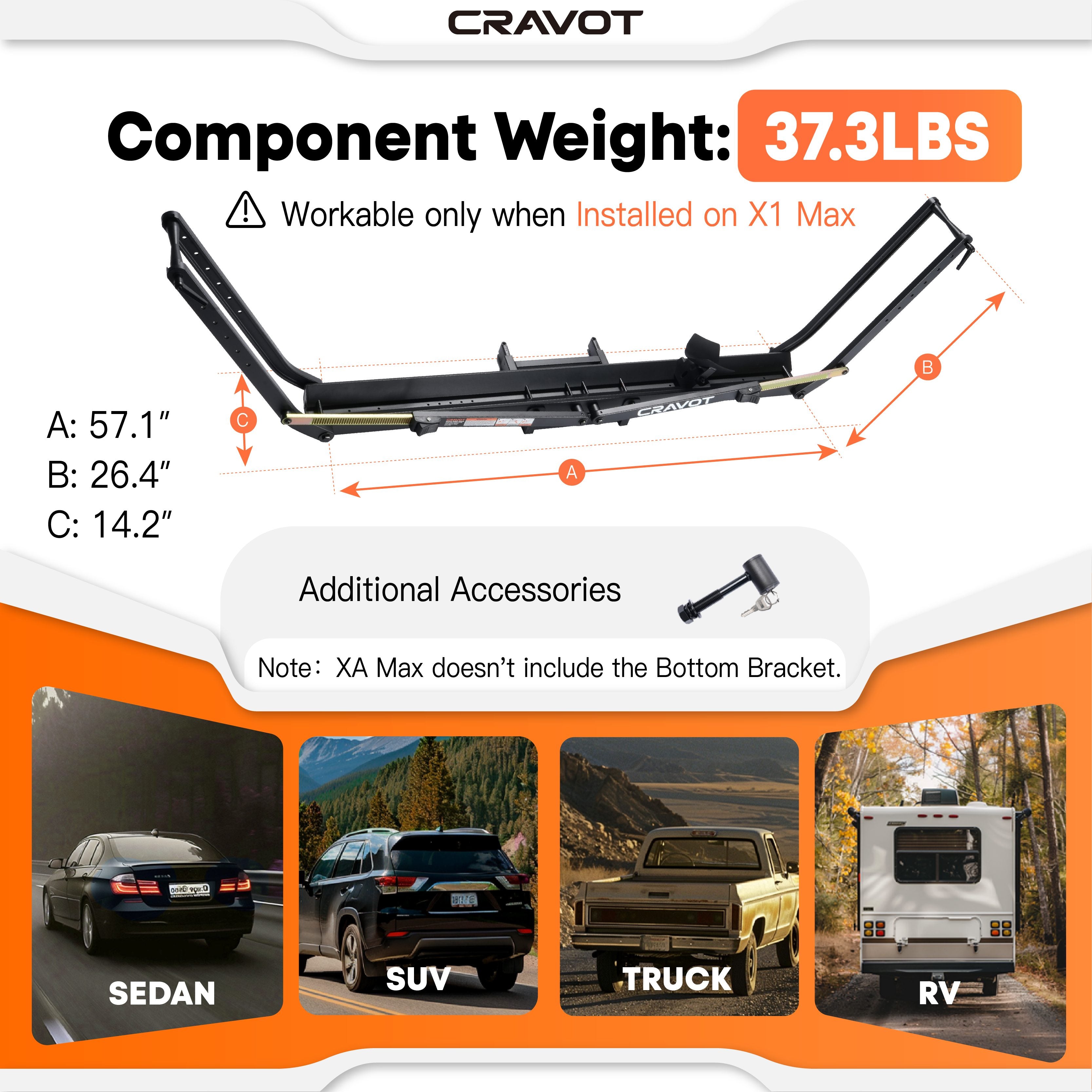 MagRack XA Max Extension | Fits MagRack X1 Max Hitch Bike Rack