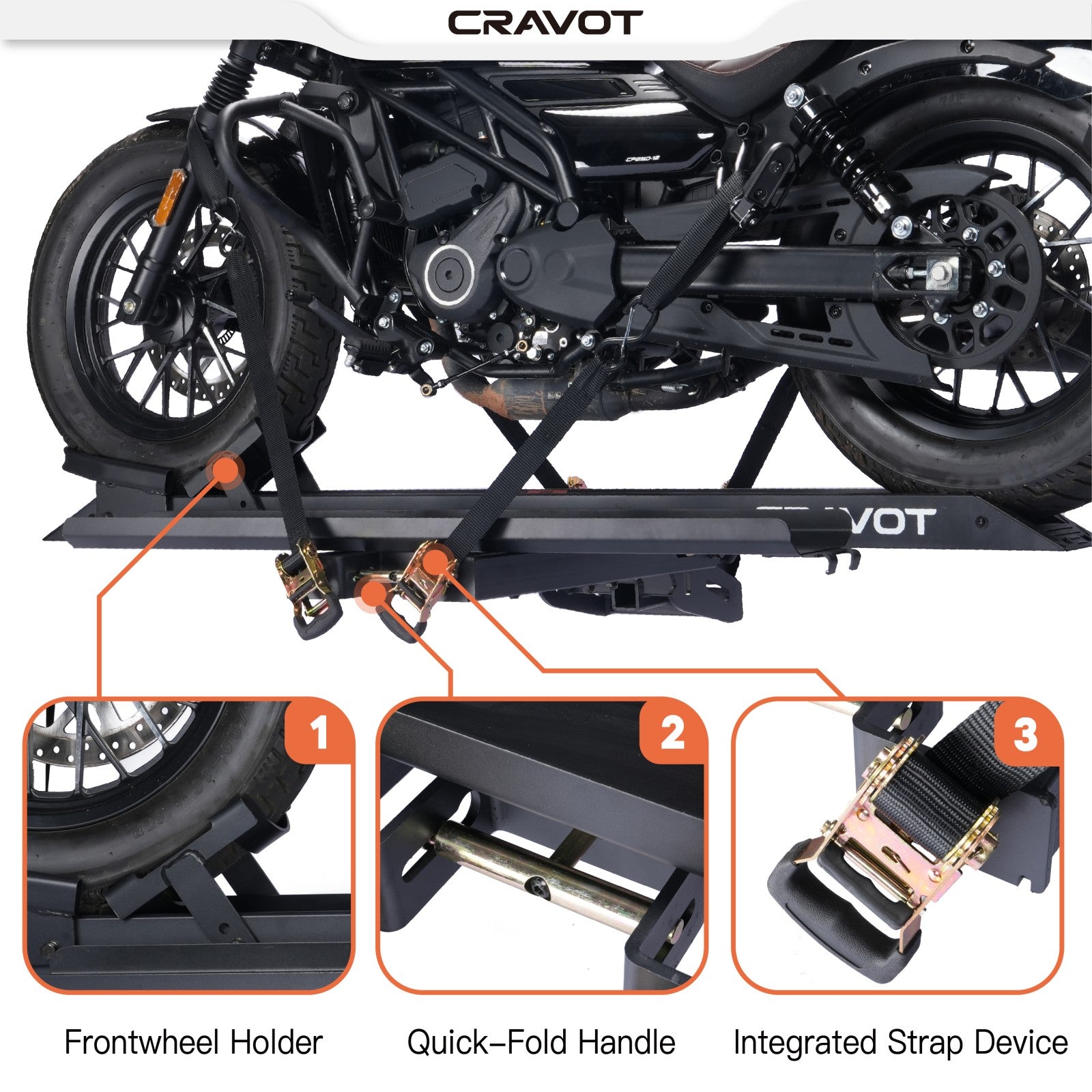CRAVOT MotoRack M1/M1 Max Heavy Duty Foldable Hitch Motor Bike Rack