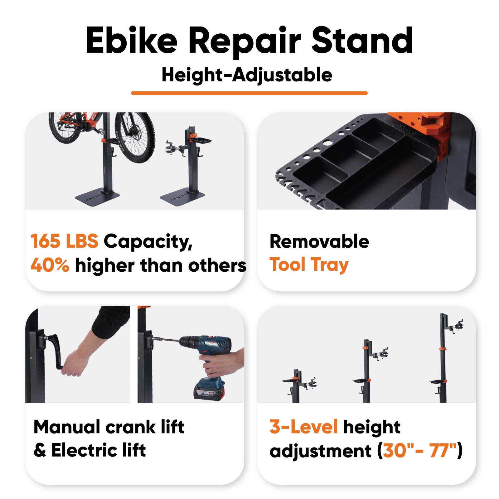 certeo fahrradständer CRAVOT MastJack Height Adjustable Ebike Repair Stand